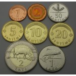 LATVIJA 1 Santims / 2 Lati 2000/2009  - Lot 8 kovancev - UNC