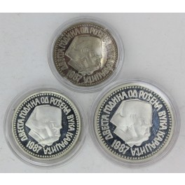 100, 3000, 5000 dinarjev 1987 Proof - Vuk Karadžič