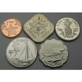 BAHAMI 1 Cent / 50 Cents 2005/2016 - Lot 5 kovancev - UNC