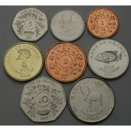 UGANDA Shilling / 500 Shilling 1987/2008 - Lot 8 kovancev - UNC
