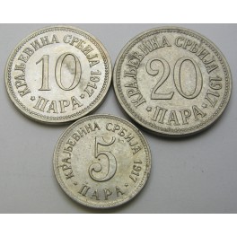 SRBIJA 5, 10, 20 Para 1917