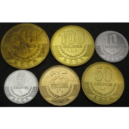 KOSTARIKA 5 Colones / 500 Colones 2003 / 2006 - Lot 6 kovancev - UNC